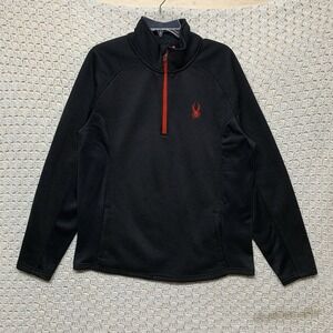 Spyder Sweater Jacket Fleece Men L Black Red Outbound Core‎ Half 1/4Zip Pullover